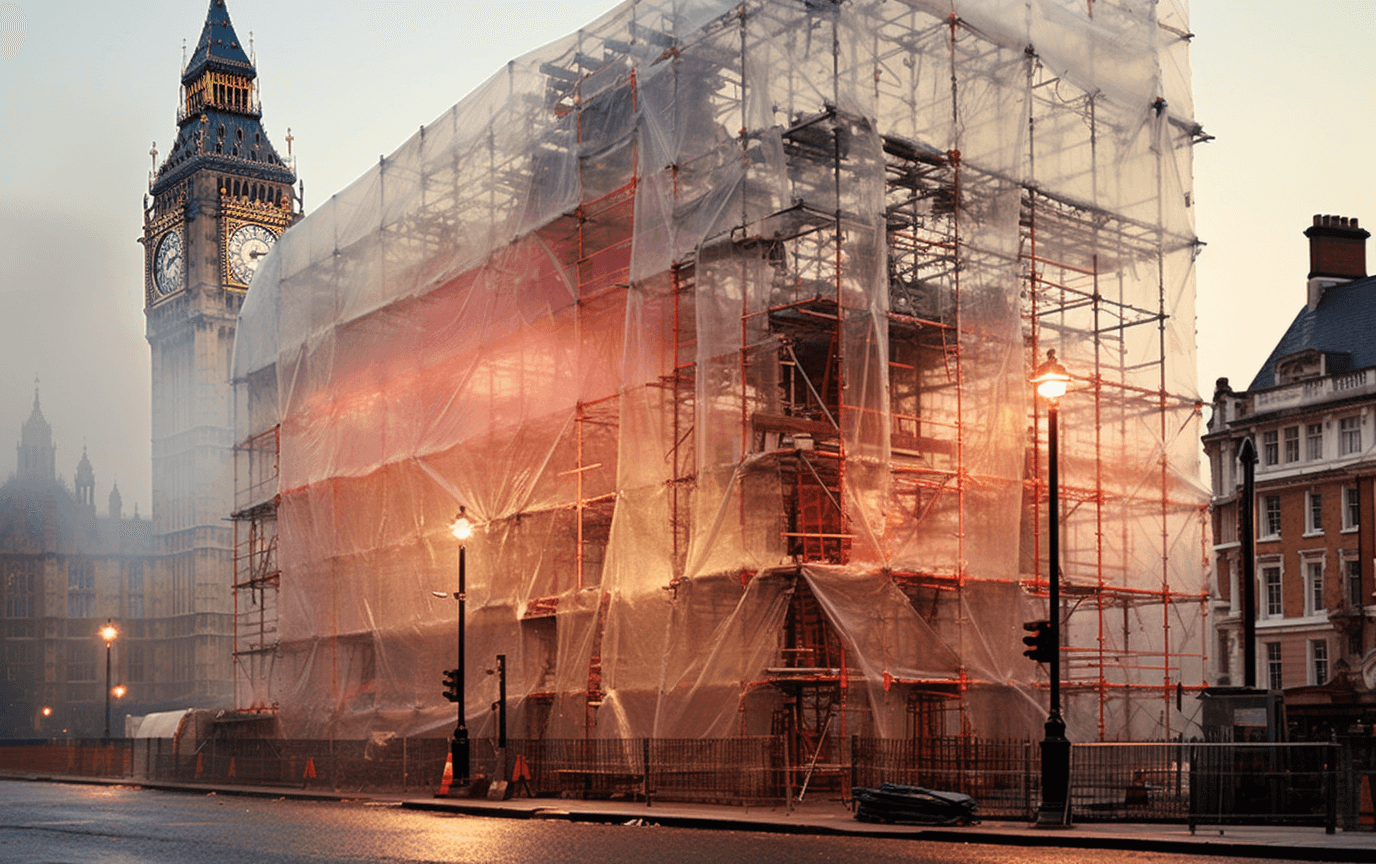 london building with scaffolding